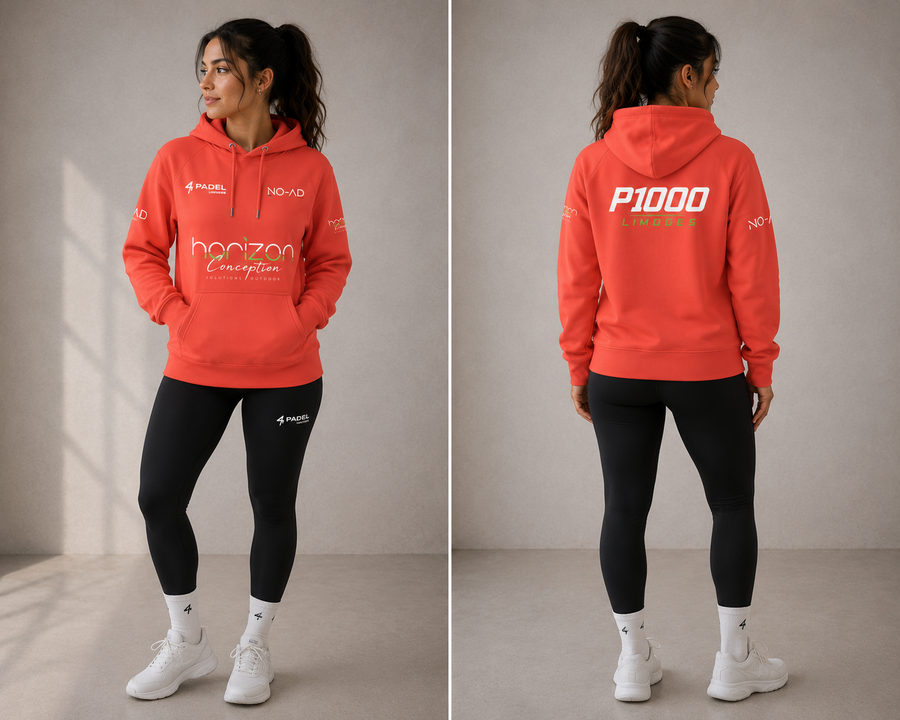 Sweat NO-AD corail personnalisé P1000 Limoges, face et dos