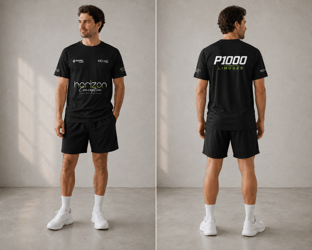 Maillot NO-AD noir personnalisé Horizon Conception, face et dos