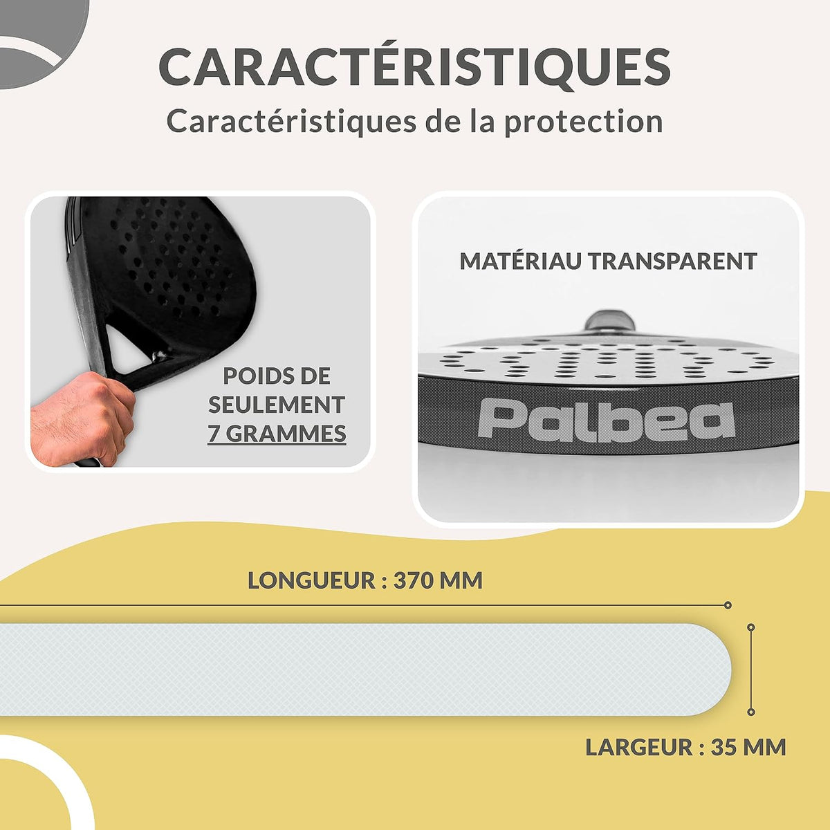 Palbea Protection pour Raquette de Padel - Paquet de 2 pièces. - NO-AD