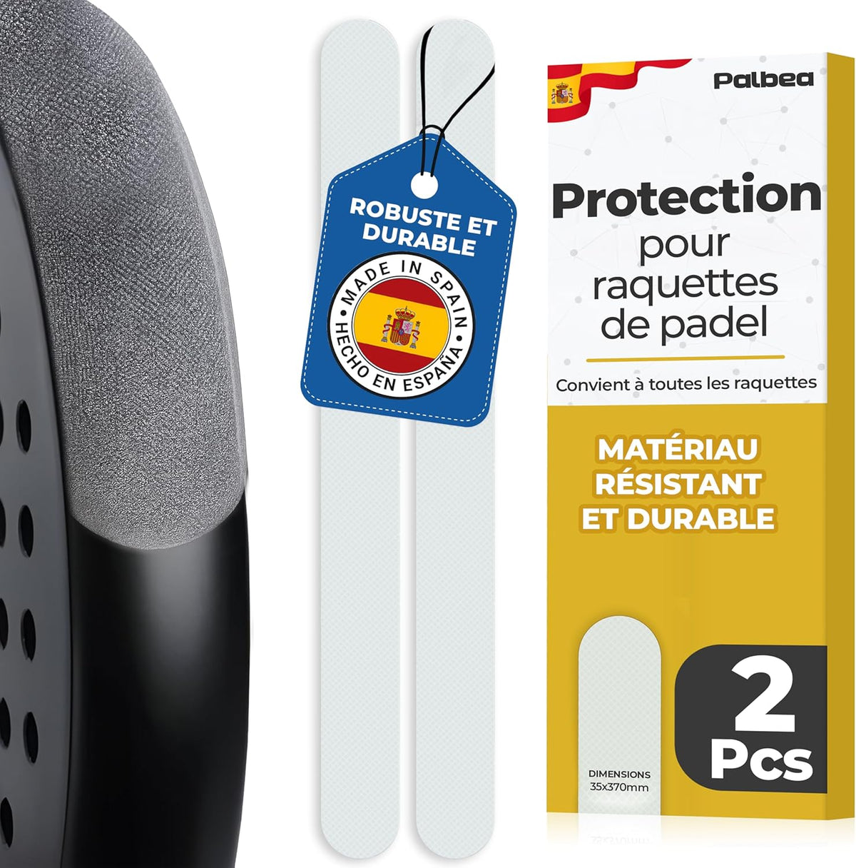 Palbea Protection pour Raquette de Padel - Paquet de 2 pièces. - NO-AD