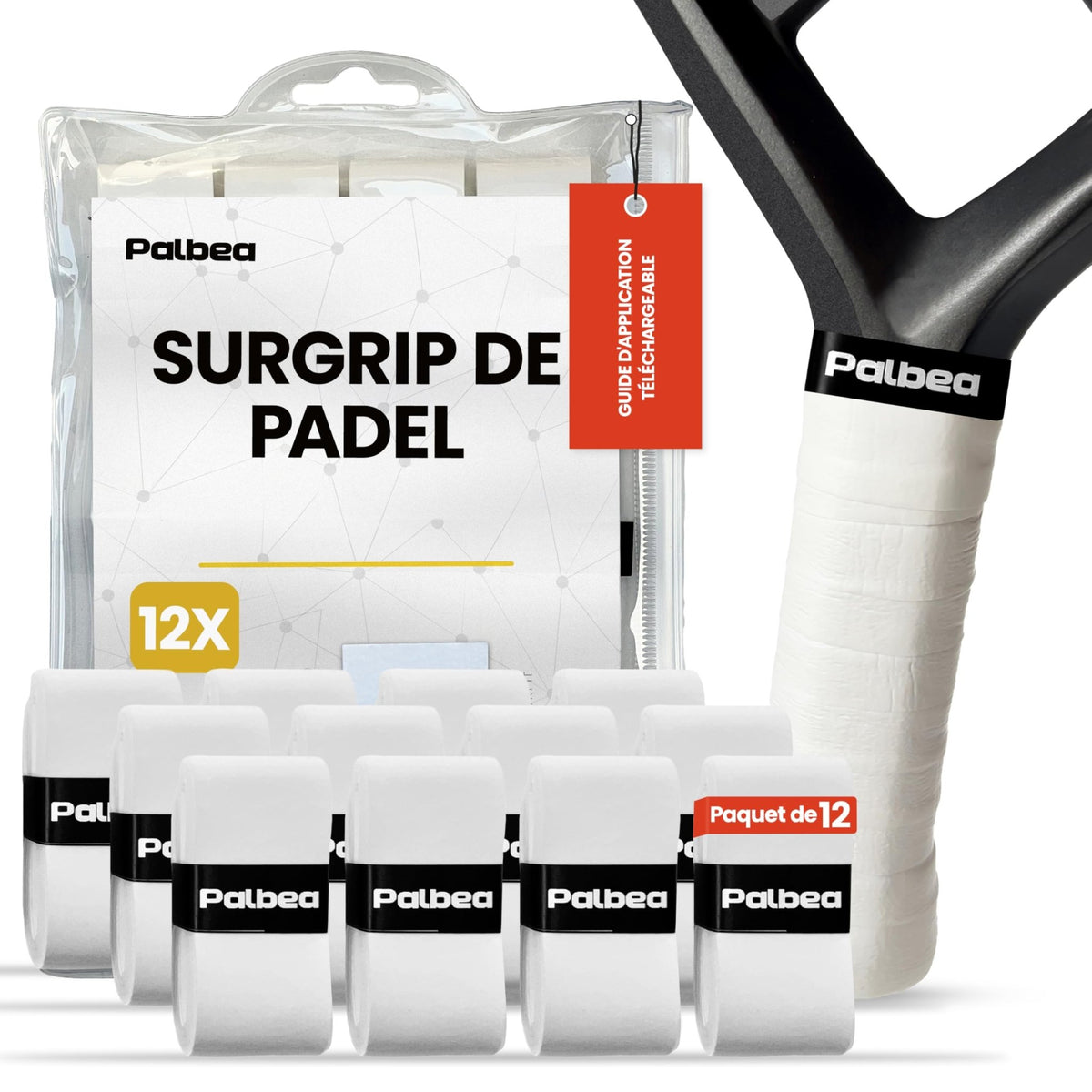 Palbea Surgrip de Padel Blanc Très Adhésif - Paquet de 6/12pièces. - NO-AD