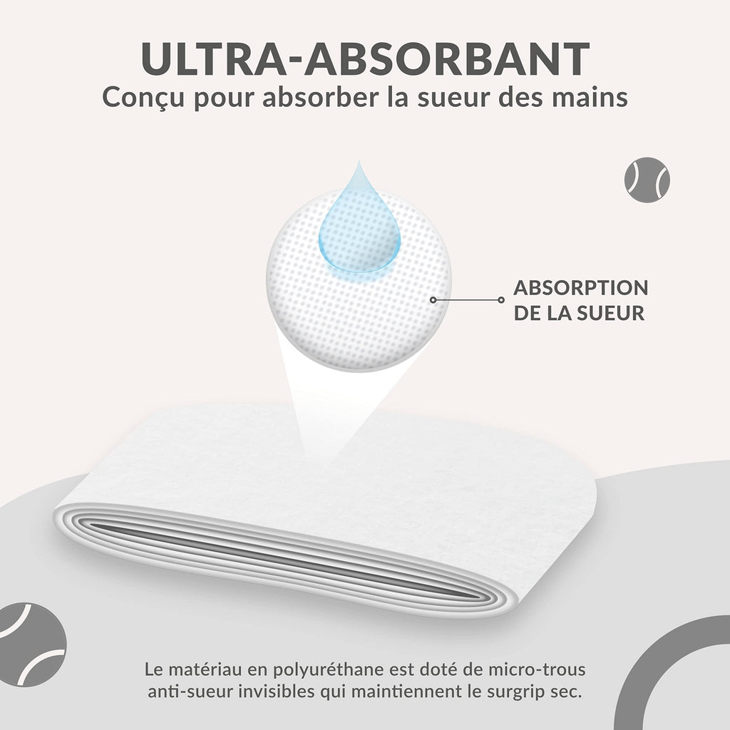 Palbea Surgrip de Padel Blanc Très Adhésif - Paquet de 6/12pièces. - NO-AD