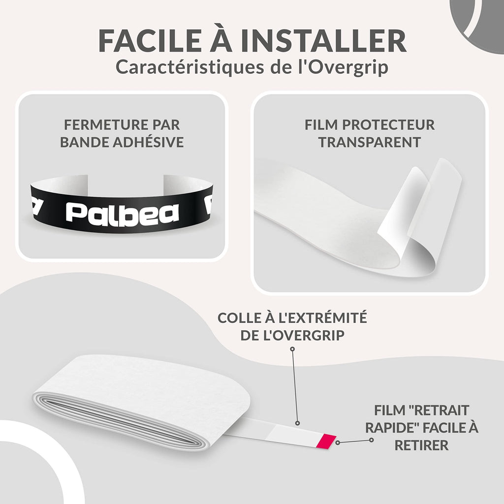 Palbea Surgrip de Padel Blanc Très Adhésif - Paquet de 6/12pièces. - NO-AD